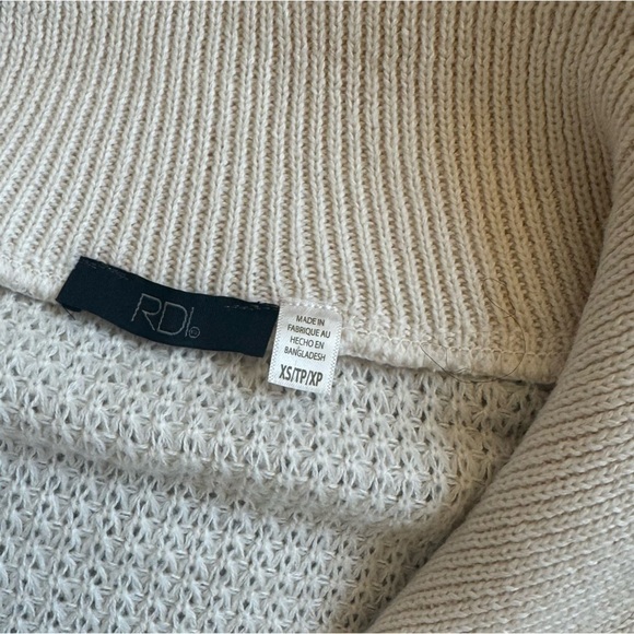 Nordstrom RDI Waffle Knit 1/4 Zip Mock Neck Sweater Oatmeal Tan NWT NEW beige XS - Picture 4 of 10